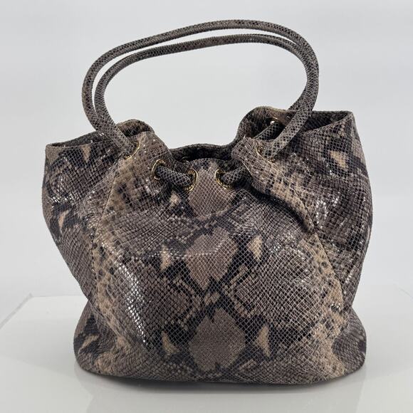 Michael Kors Gray Snake Print Embossed Leather Hobo Bag Modern Contemporary - Picture 2 of 12